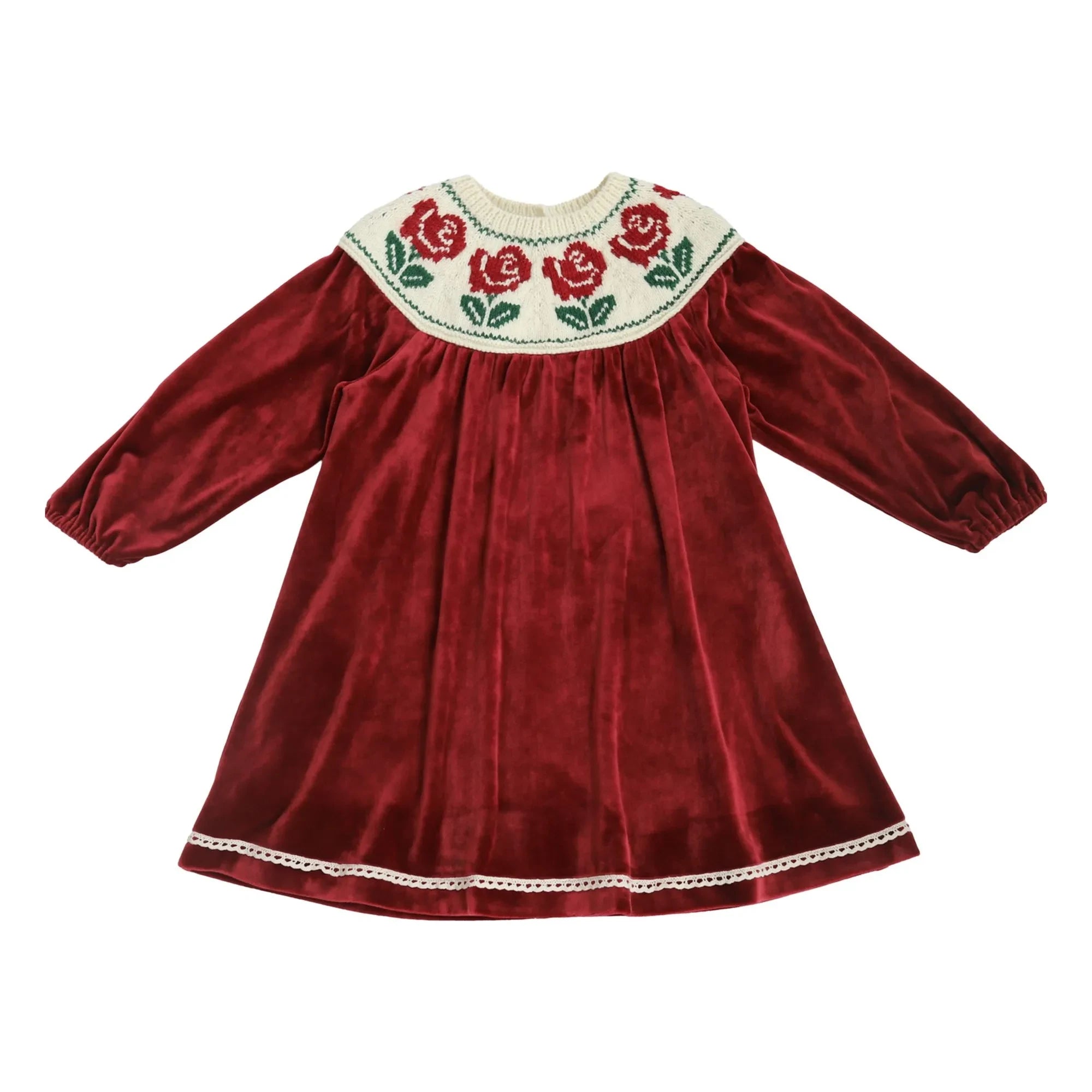 Kalinka - Rosa Samtkleid | Dunkelrot