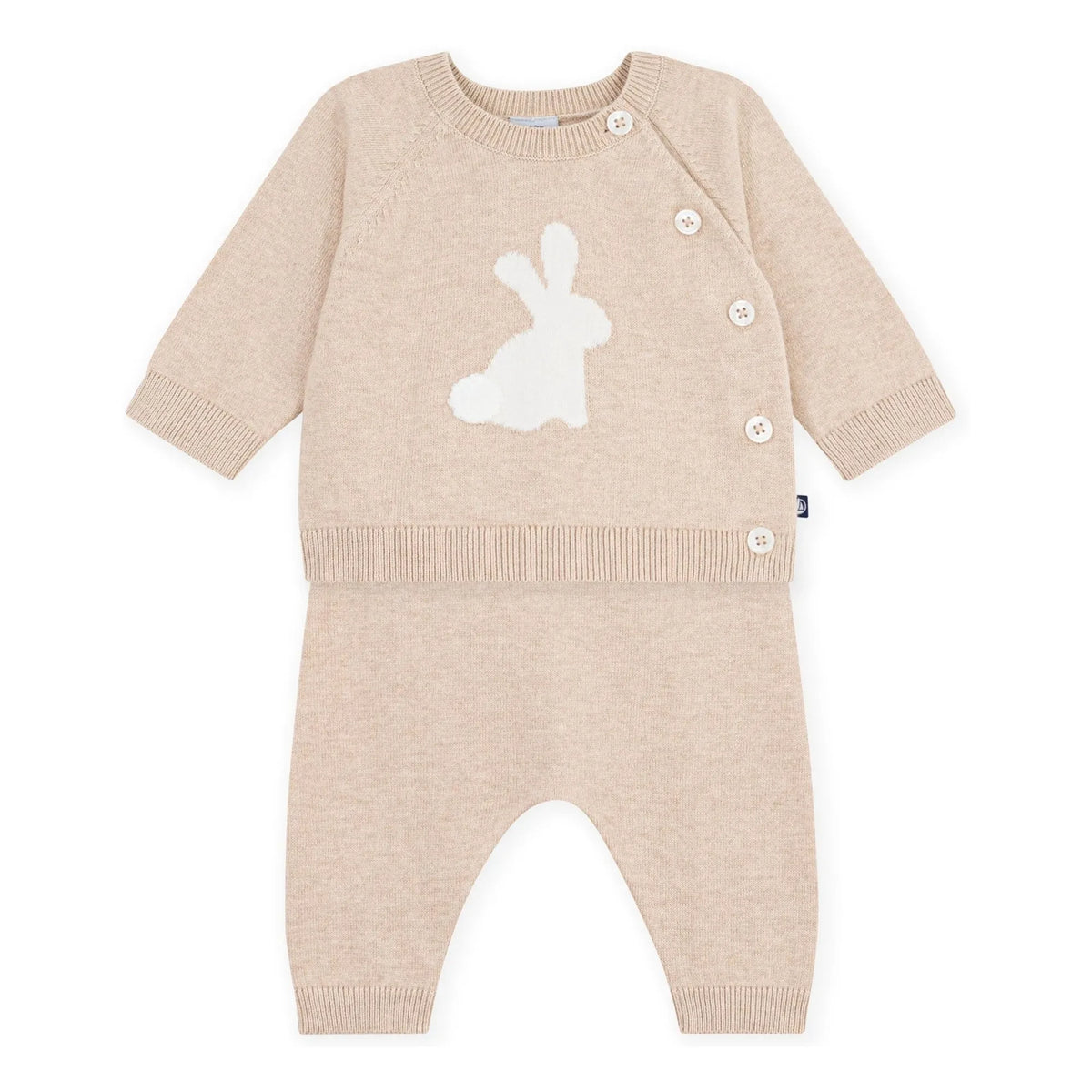 Petit Bateau - Strickpullover und Hose aus Bio-Baumwolle | Beige