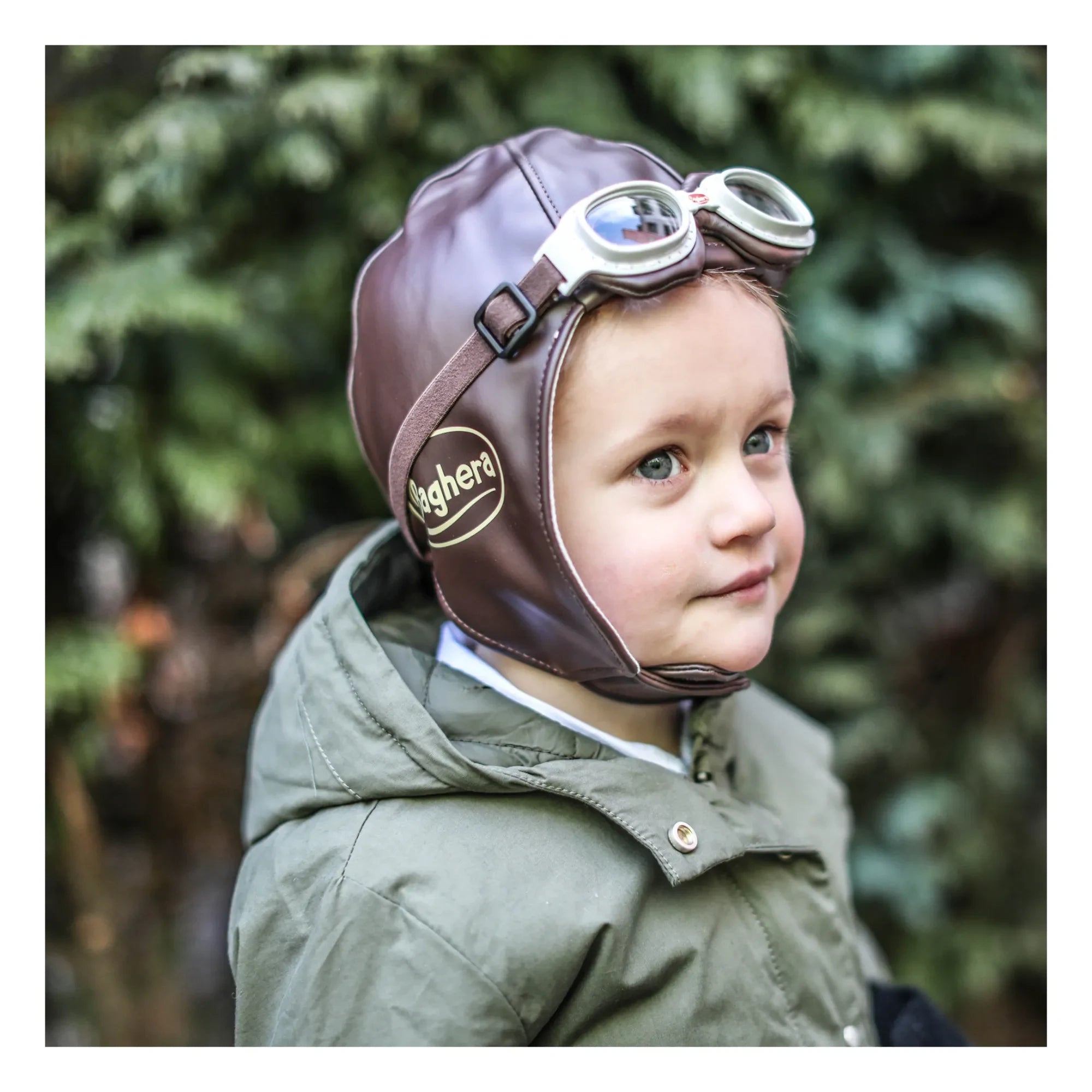 Baghera - Vintage Rennhelm und Schutzbrille | Braun