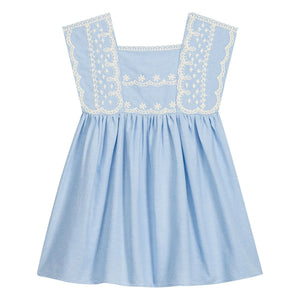 Louise Misha - Briska Bio-Baumwolle besticktes Kleid | Hellblau
