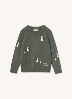 Fliink - Mahdi Organischer Baumwoll-Penguin-Pullover | Grün