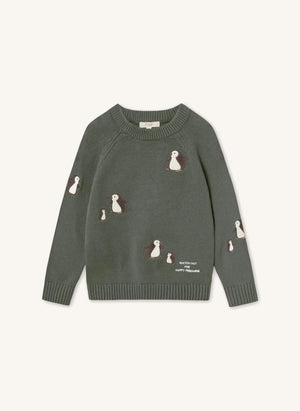 Fliink - Mahdi Organischer Baumwoll-Penguin-Pullover | Grün