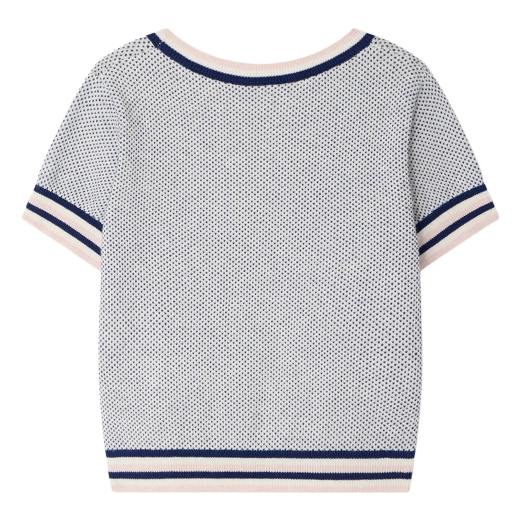 Bonpoint - Feinstrick-T-Shirt Limette aus Bio-Baumwolle | Blau
