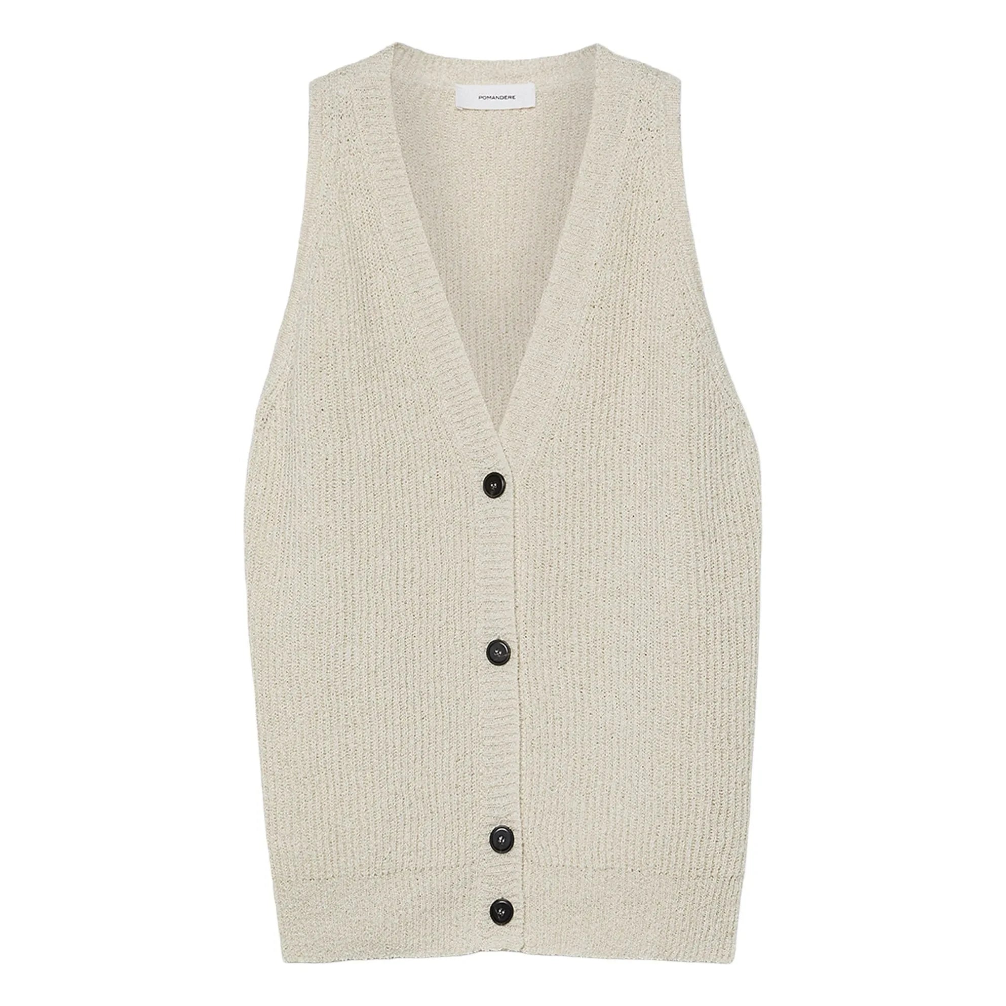 Pomandère - Baumwoll- und Leinenstrickjacke | Creme