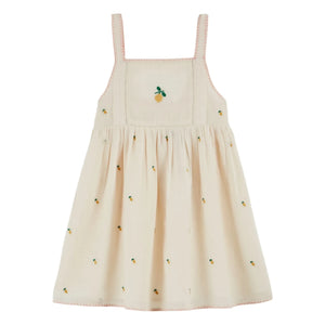 Emile et Ida - Kleid mit Zitronenstickerei | Creme