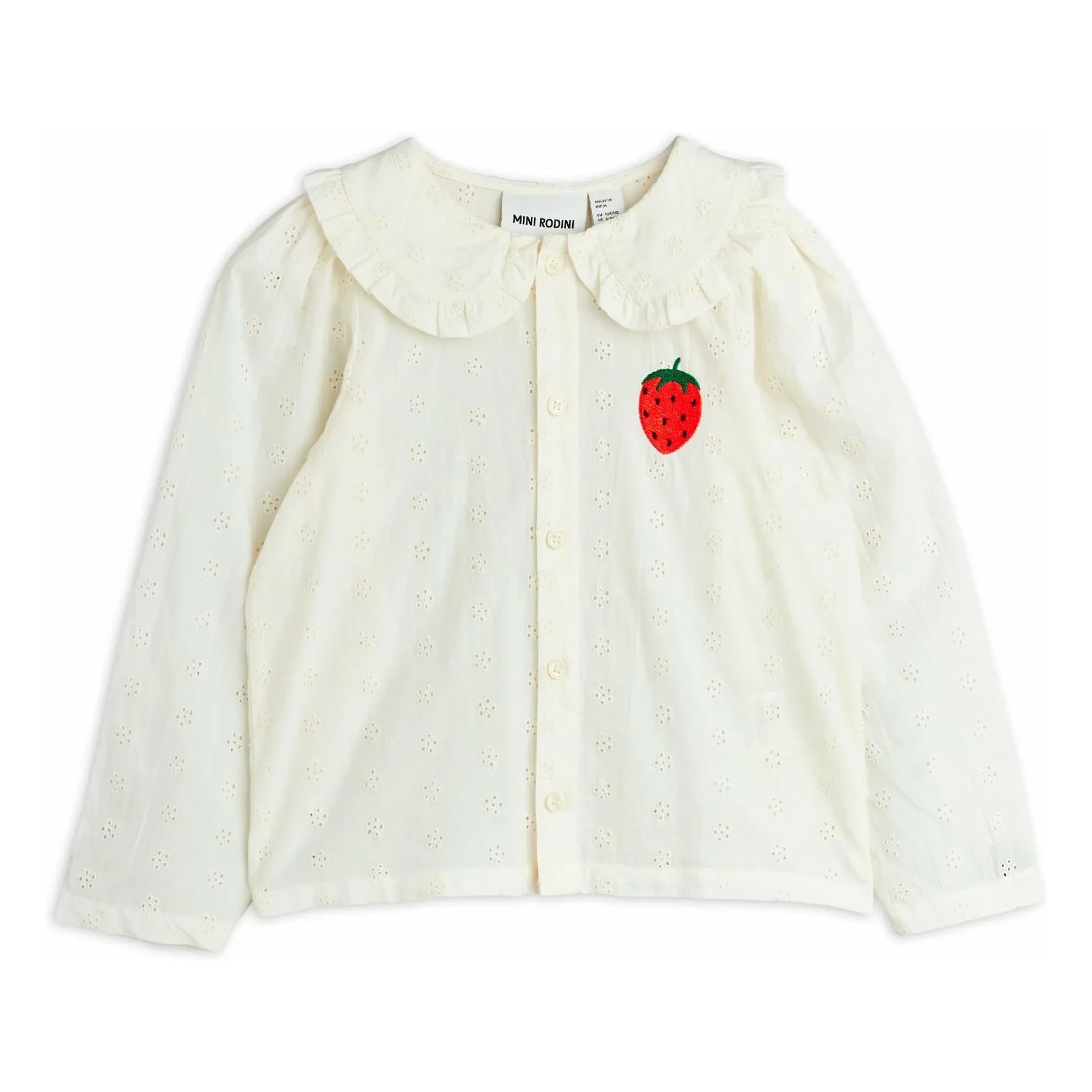 Mini Rodini - Erdbeer-Bluse aus Bio-Baumwolle | Weiß