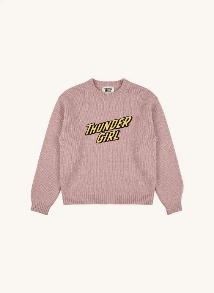 Hundred Pieces - Lacy Thunder Girl Merinowolle Pullover | Hellrosa