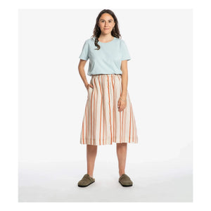 Matona - Gestreifter Leinen-Midi-Rock | Off-White