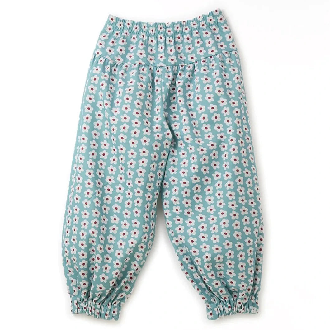 Fabula - Blumenhose mit elastischem Bund | Hellblau