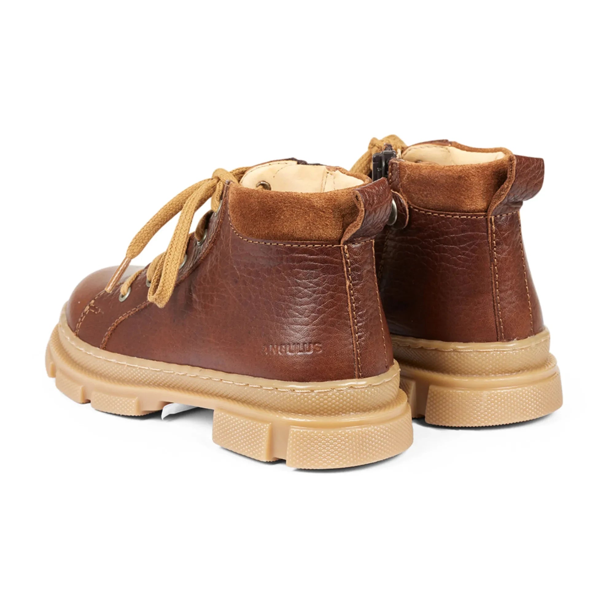 Angulus - Schnürstiefeletten mit Reißverschluss | Cognac