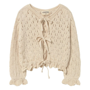 Cozmo - Ivy Pointelle Recycelte Faser Strickjacke | Elfenbein