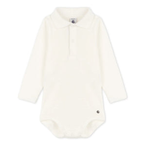 Petit Bateau - Ceddy Baby Body aus Bio-Baumwolle mit Polokragen | Weiß