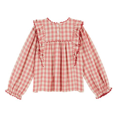 Emile et Ida - Rosa Vichy-Volantbluse