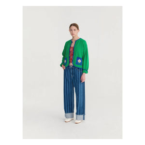 Bobo Choses - Pixel Daisy Strickjacke aus Bio-Baumwolle | Grün