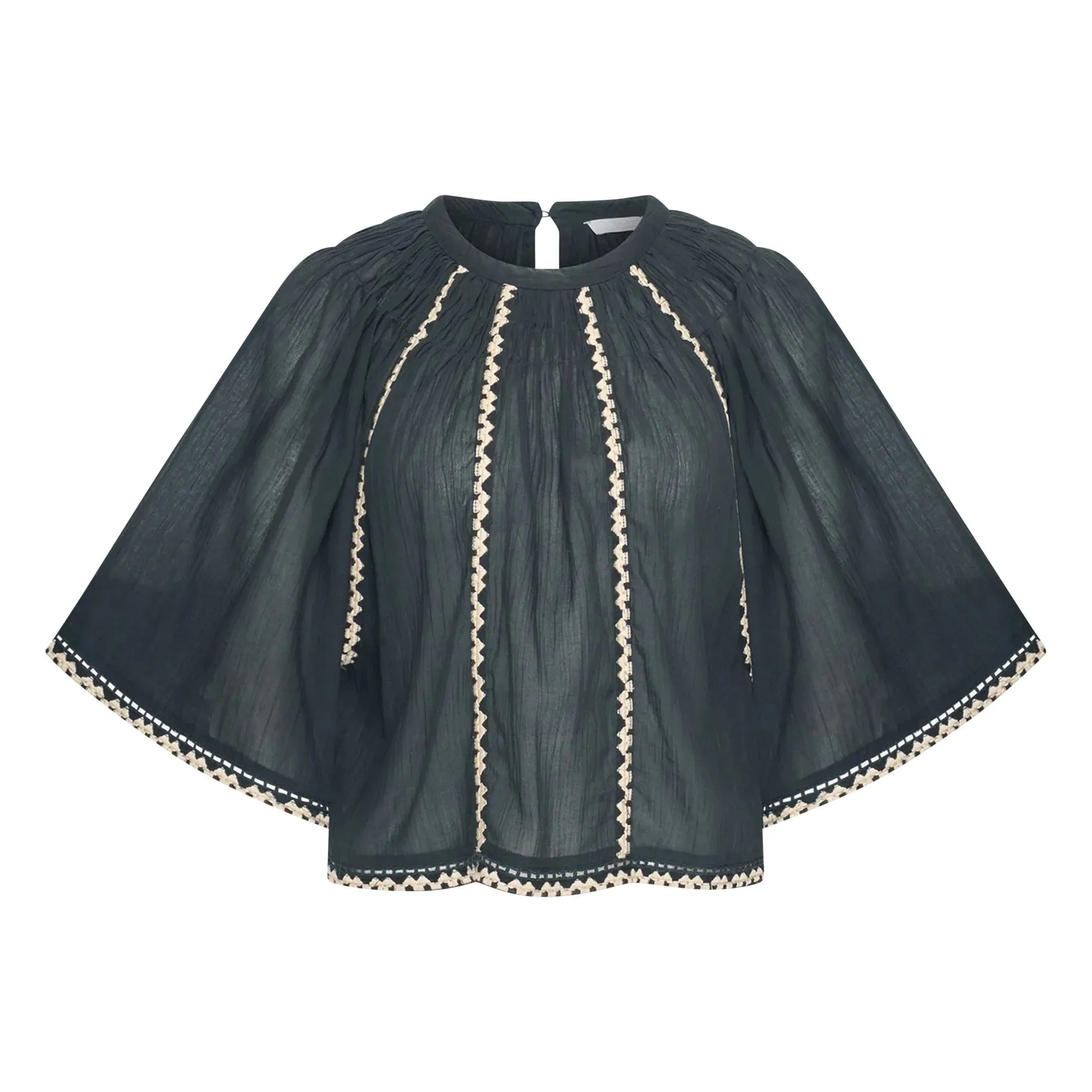 By Bar - Emmi Bestickte Bio-Baumwollbluse | Carbon