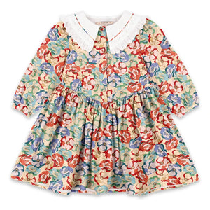 Konges Sløjd - Kleid mit Blumenkragen aus Bio-Baumwolle | Beige