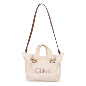 Chloé – Tragetasche aus Bio-Baumwolle mit Logo | Chalk
