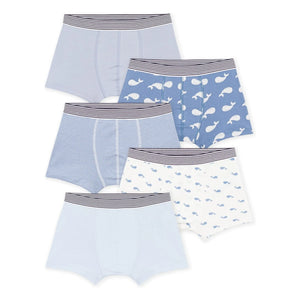 Petit Bateau - 5'li Organik Pamuk Balina Desenli Boxer | Mavi