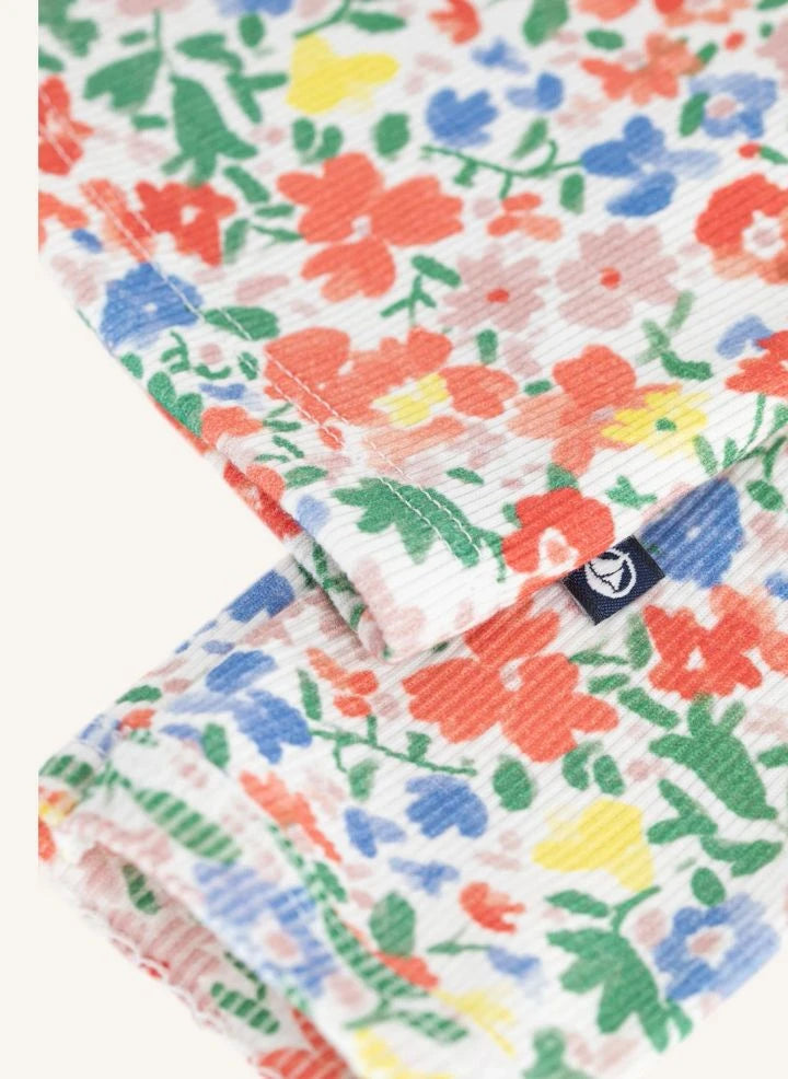 Petit Bateau - Strickjacke aus Bio-Baumwolle mit Blumen | Weiß