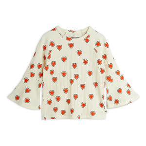 Mini Rodini - Bio-Baumwolle Hearts T-Shirt | Ecru