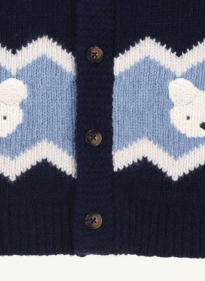 Donsje - Kwinten Polar Bear Cardigan aus Merinowolle | Marineblau