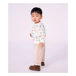 Petit Bateau - Sweat Animals Bebek Organik Pamuk | Ekru