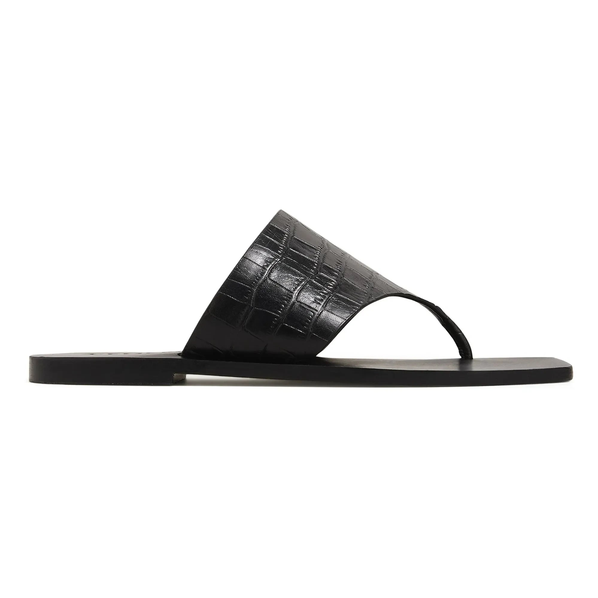 A. Emery - Zehensandalen mit Krokodilmuster | Schwarz