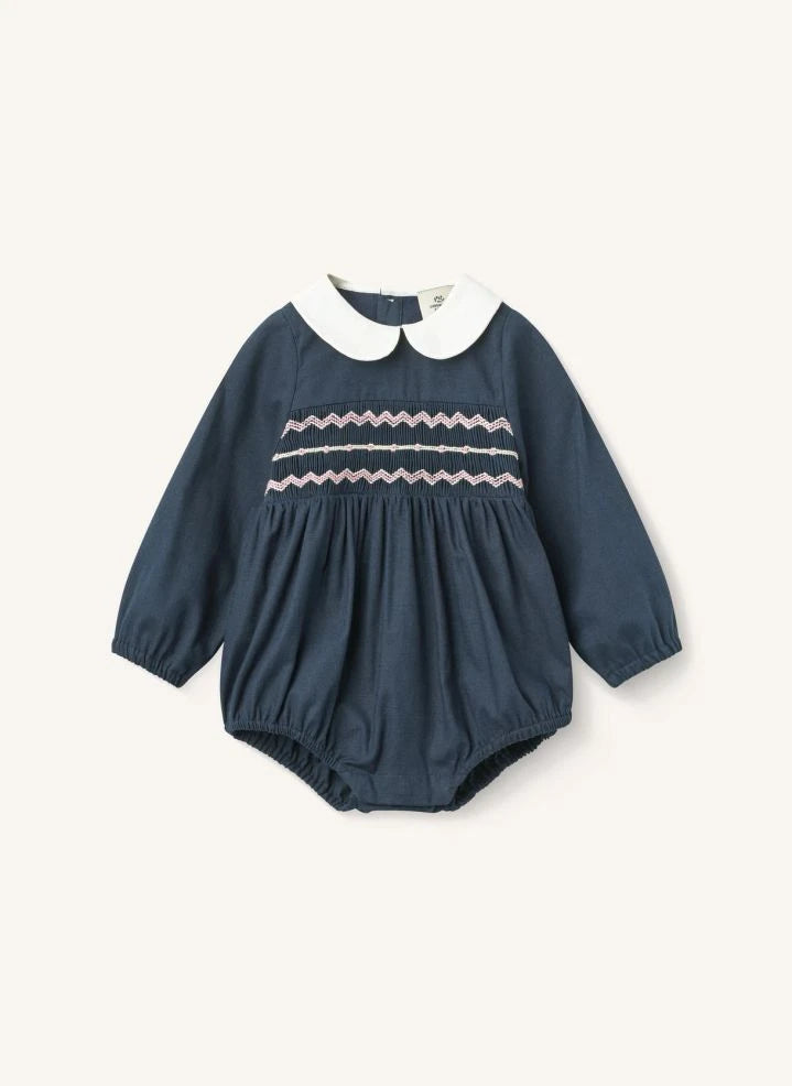 Copenhagen Colors - Jumpsuit aus Bio-Baumwolle mit Raffungen und Stickereien | Dunkelblau