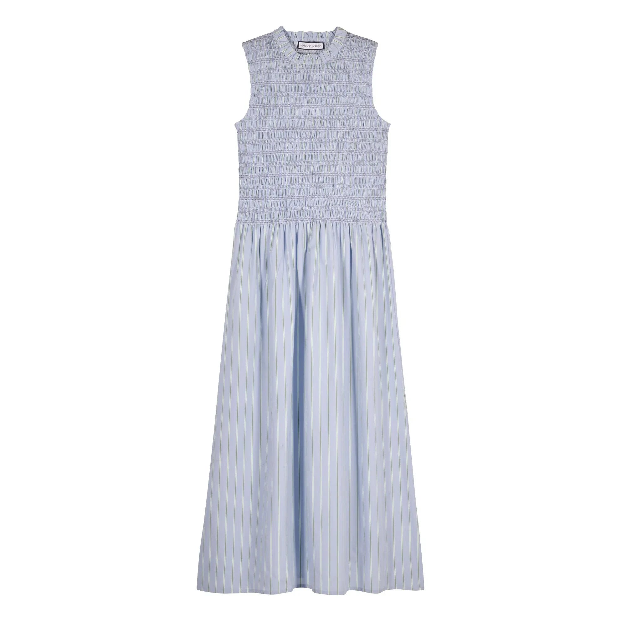 Maria de la Orden - Saint Barth gestreiftes Baumwollkleid | Hellblau