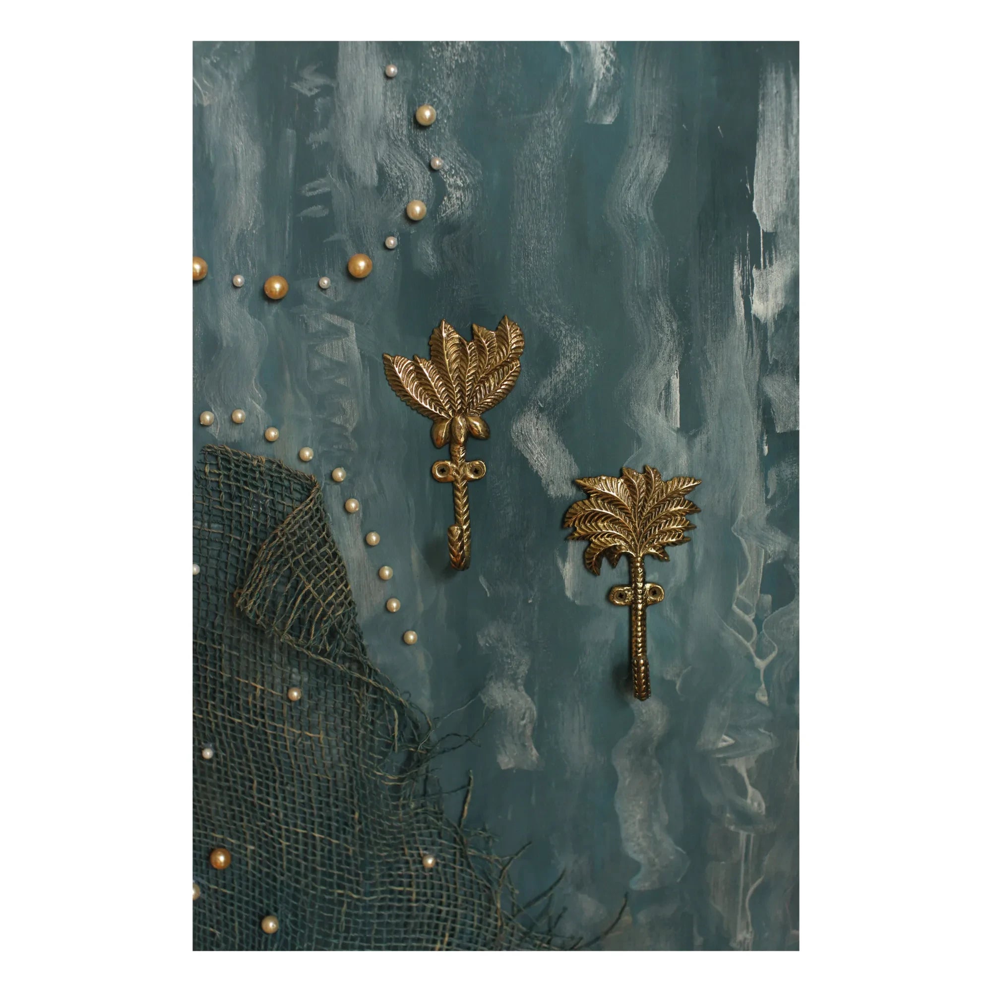 Doing Goods - Devi Palmtree Recycelte Messing Mantelhaken - 2er Set | Goldbraun
