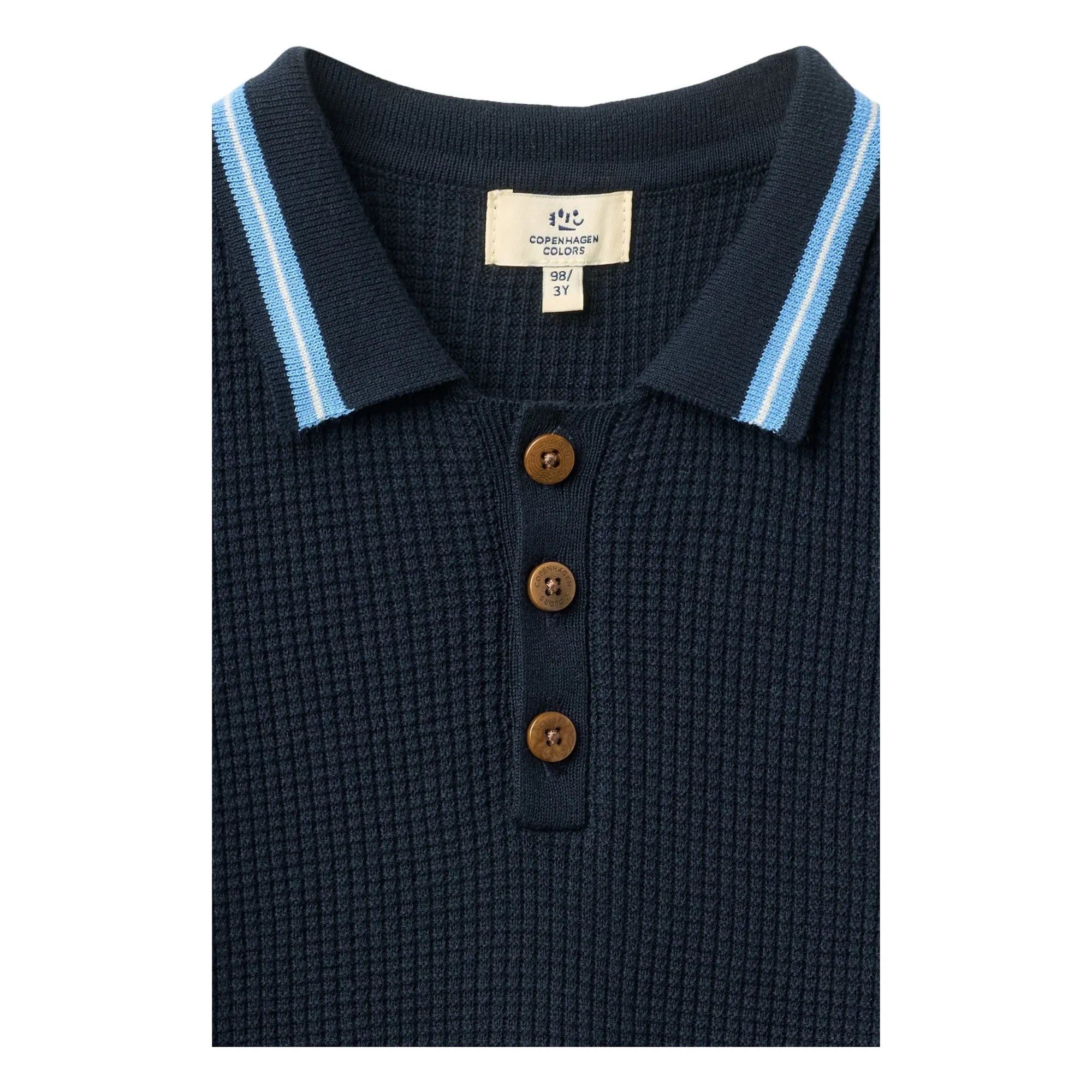Copenhagen Colors – Geripptes Polo-Shirt aus Bio-Baumwolle mit Kontraststreifen | Marineblau