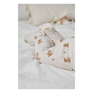 Petit Lem - Schlafanzug aus Bio-Baumwolle und Modal, mit Hasenpfoten-Motiv | Beige