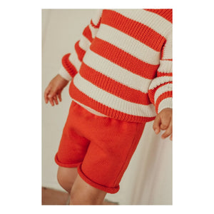 THE LiTTLE POETS - Gastão Gestreifter Bio-Baumwoll-Pullover | Rot