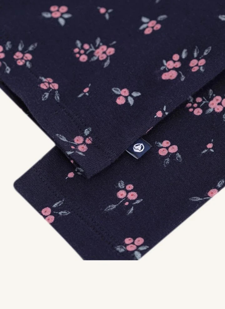 Petit Bateau - Organische Baumwolle mit Blumenmuster - Stehkragen | Nachtblau
