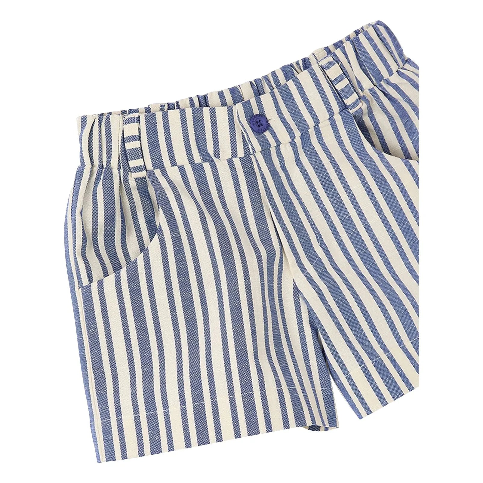 Fabula - Gestreifte Weite Shorts | Hellblau