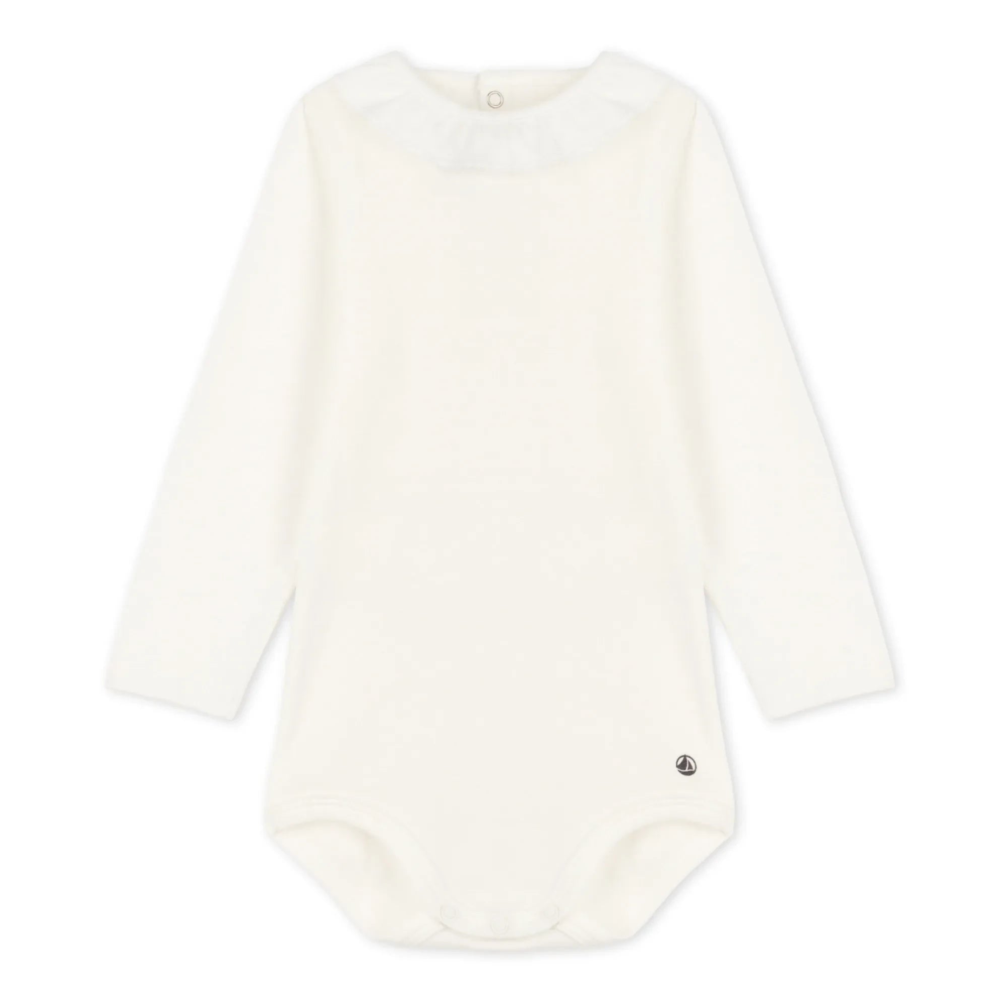 Petit Bateau - Bio-Baumwoll Baby-Body mit Peter-Pan-Kragen | Weiß