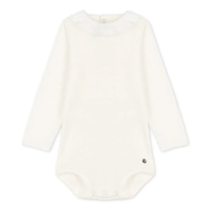 Petit Bateau - Bio-Baumwoll Baby-Body mit Peter-Pan-Kragen | Weiß