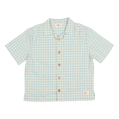 Búho - Aqua Gingham Seersucker Bio-Baumwoll-Hemd