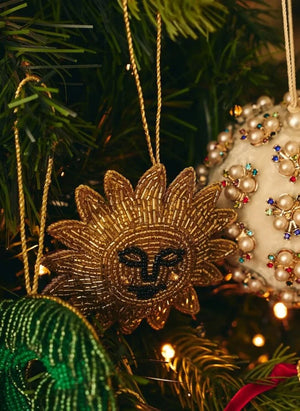 Anna + Nina - Goldene Glitzerperlen Weihnachtsdekorationen | Gold