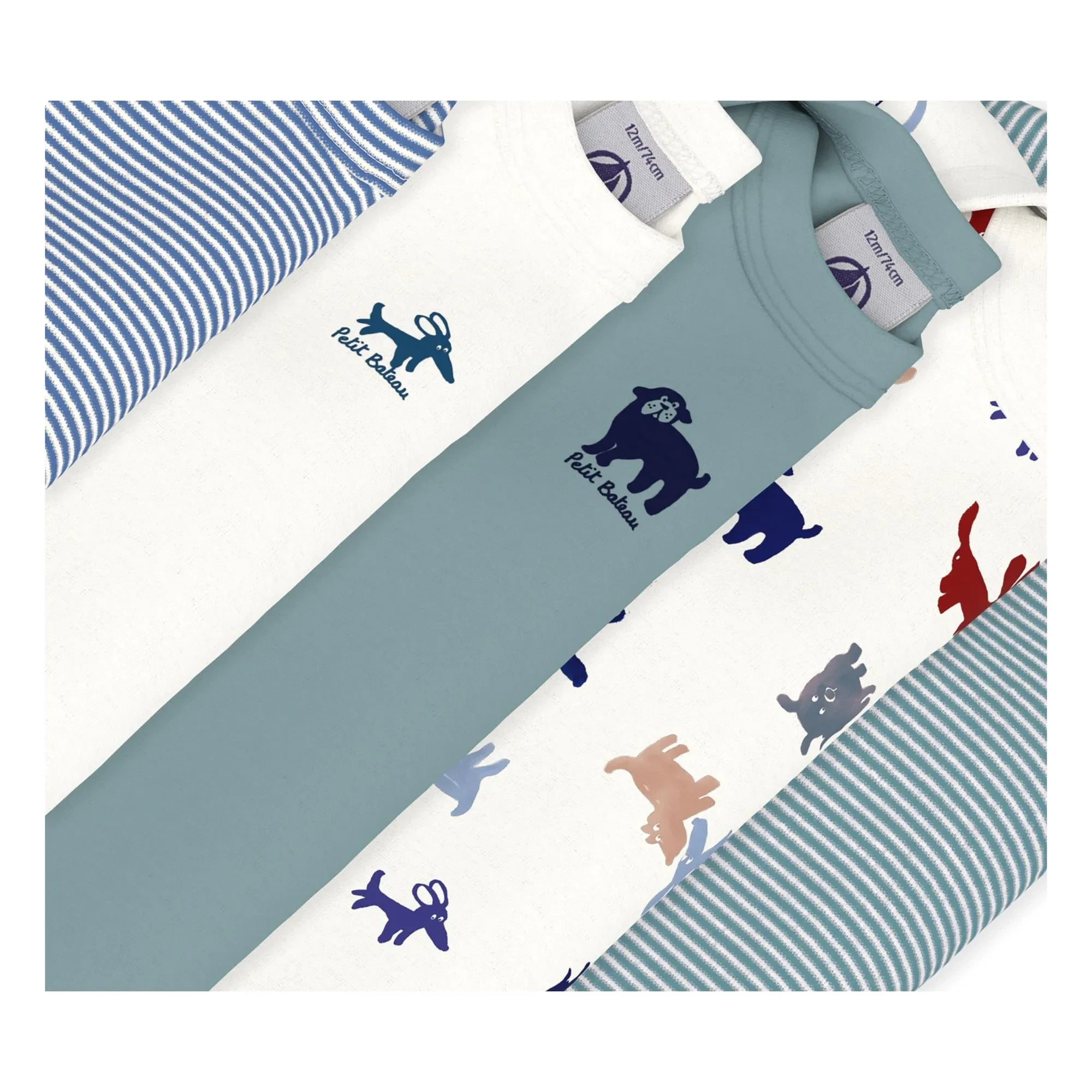Petit Bateau - 5er-Pack Bio-Baumwoll-Hunde-Bodys | Grün