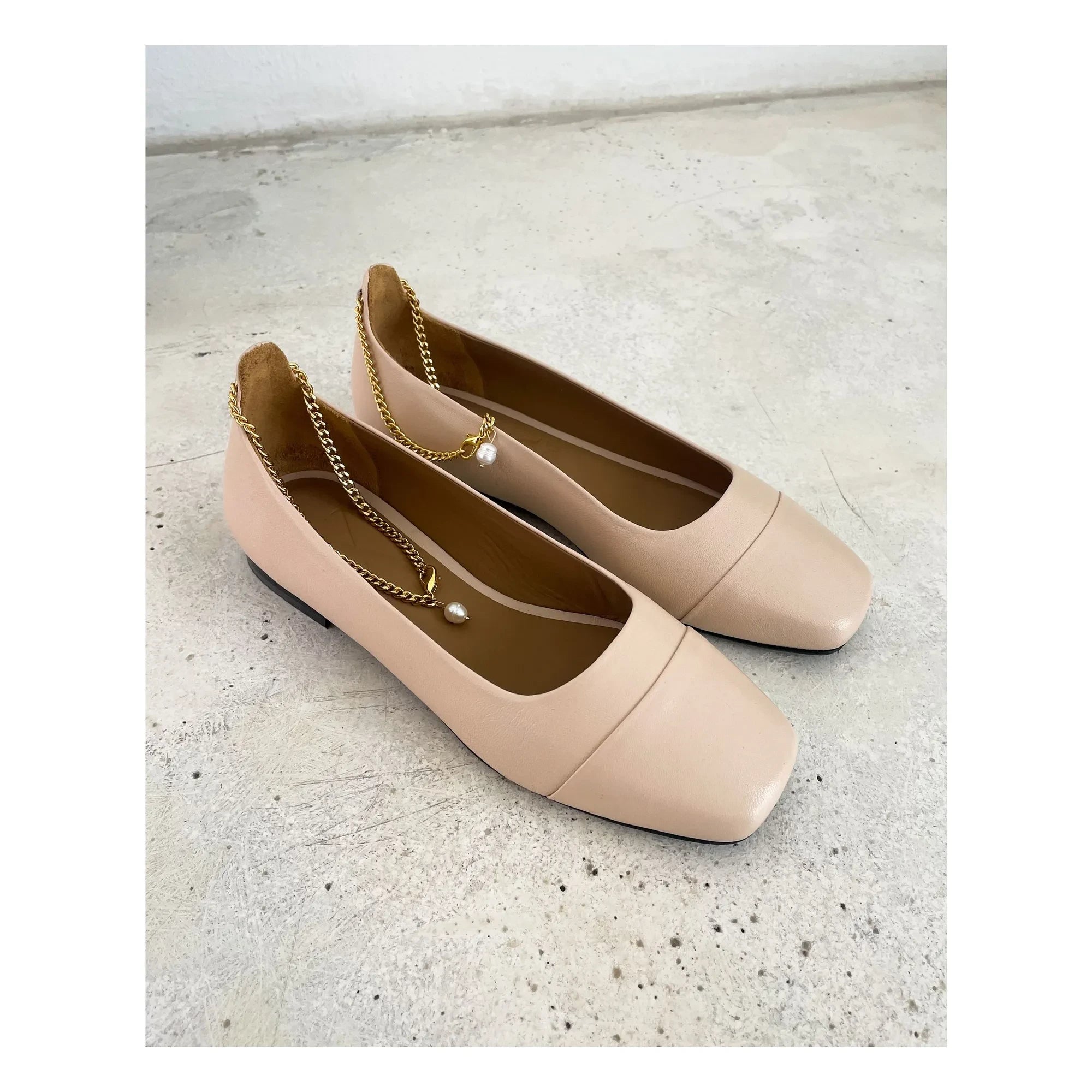 Lachoix - Nude Leder-Ballerinas
