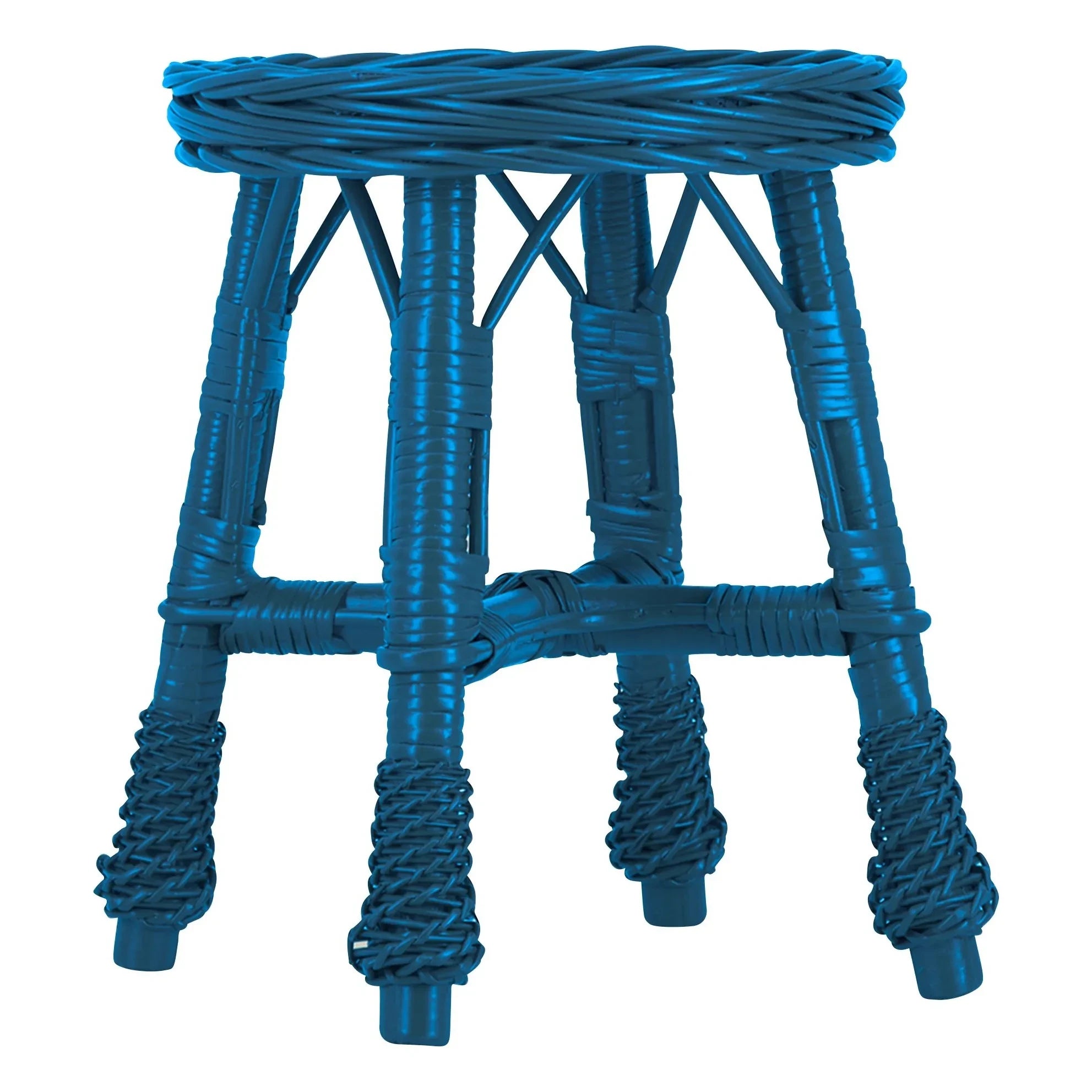 House of Capricorn - Furnas gewebter Bast-Hocker | Blau
