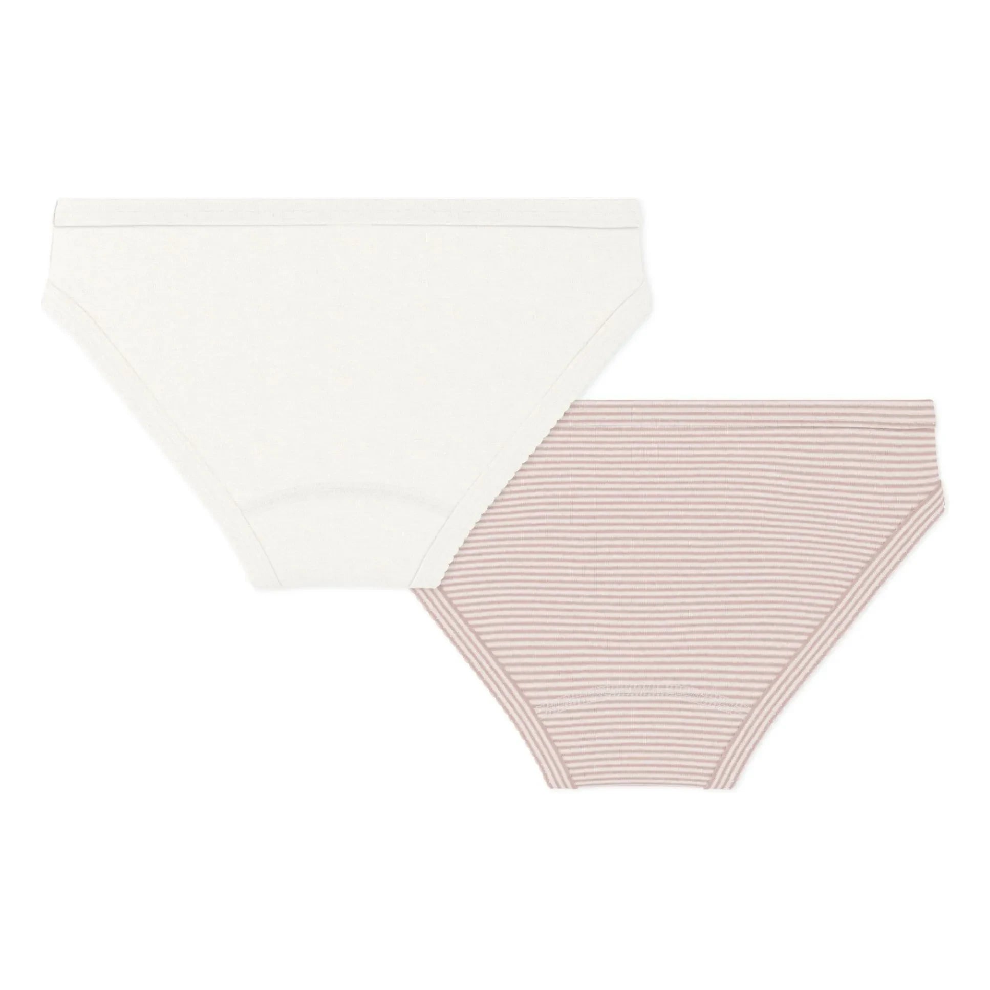 Petit Bateau – Set aus 2 gestreiften Höschen aus Bio-Baumwolle | Puderrosa