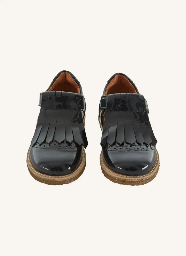 Emile et Ida - Fransen-Lackleder-Mädchen-Schuhe | Schwarz