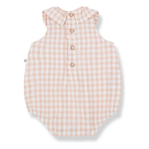 1+ in the family - Corfu Vichy Seersucker Overall | Beige rosa