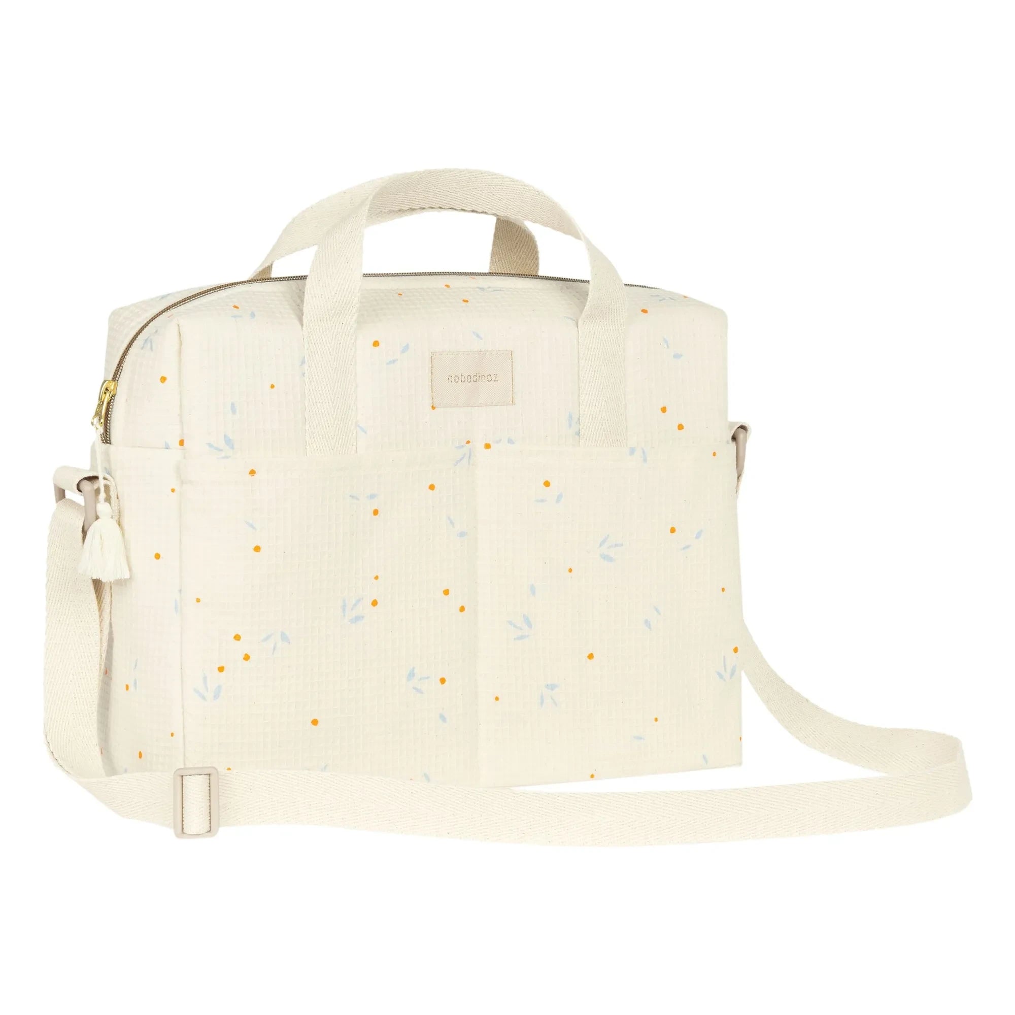 Nobodinoz - Wasserdichte Wickeltasche Gala Opera Orange Cherries | Beige