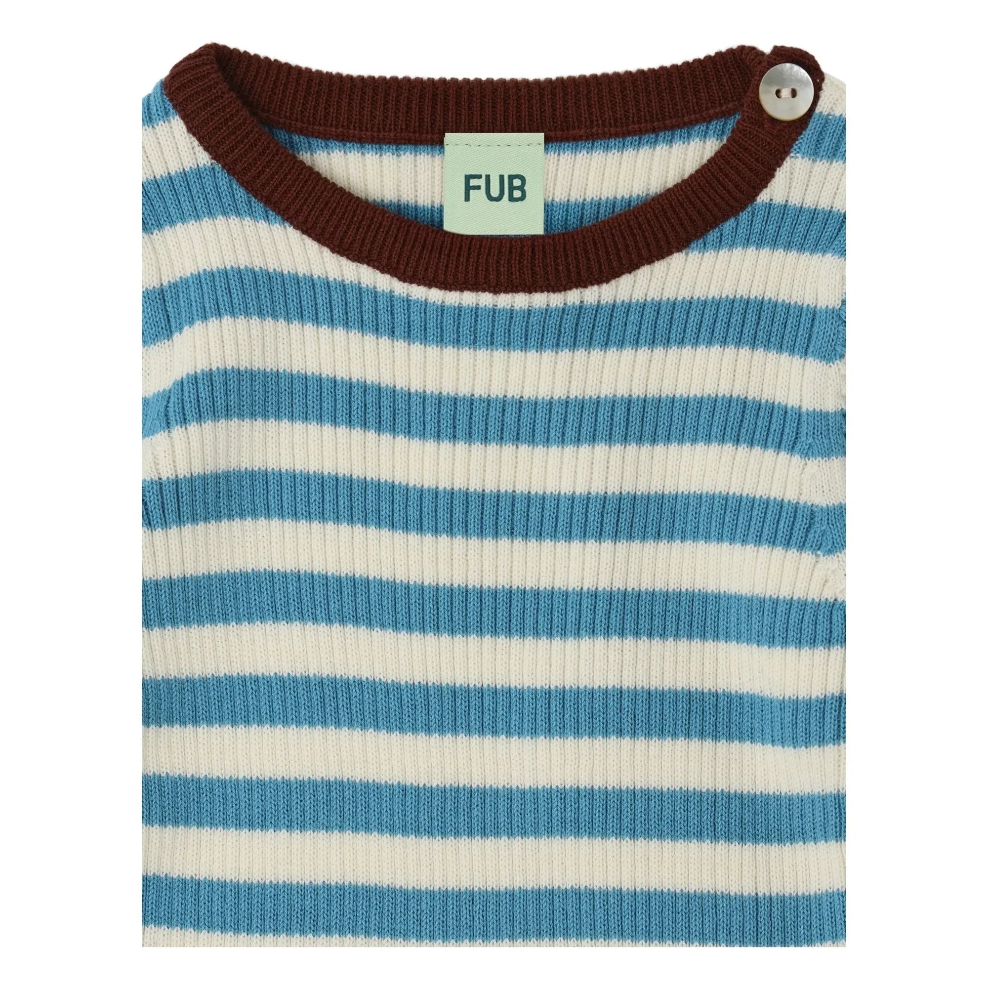 FUB - Gerippter Pullover Fein gestrickt Bio-Baumwolle | Azurblau