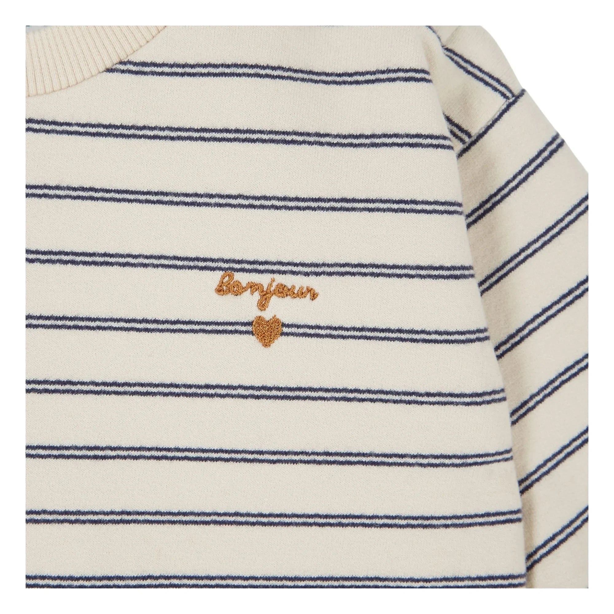 Emile et Ida - Gestreifter Overall aus Bio-Baumwoll-Fleece | Ecru