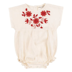 Babe & Tess - Bestickter indischer Leinen-Overall | Creme