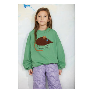 Mini Rodini - Fil Detaylı Nakışlı Organik Pamuklu Sweatshirt | Yeşil